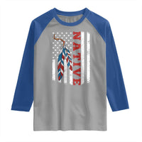 Native American Feathers Vintage USA Flag Raglan Shirt Proud Indigenous People - Wonder Print Shop