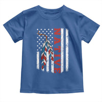 Native American Feathers Vintage USA Flag Toddler T Shirt Proud Indigenous People - Wonder Print Shop