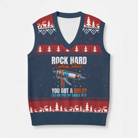 Funny Rock Hard Caulking Services V-Neck Knit Sweater Vest Offensive Embarrassing Inappropriate Adult Humor - Wonder Print Shop