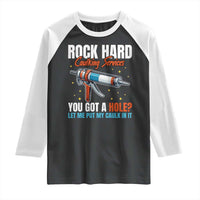 Funny Rock Hard Caulking Services Raglan Shirt Offensive Embarrassing Inappropriate Adult Humor - Wonder Print Shop