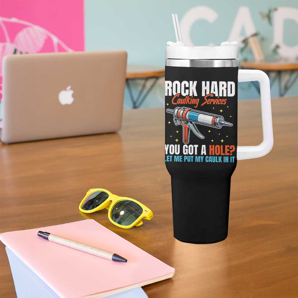 Funny Rock Hard Caulking Services Tumbler With Handle Offensive Embarrassing Inappropriate Adult Humor - Wonder Print Shop
