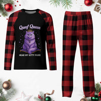 Funny Queef Queen Cat Plaid Pajama Set Hear My Kitty Purr Inappropriate Dirty Adult Humor - Wonder Print Shop