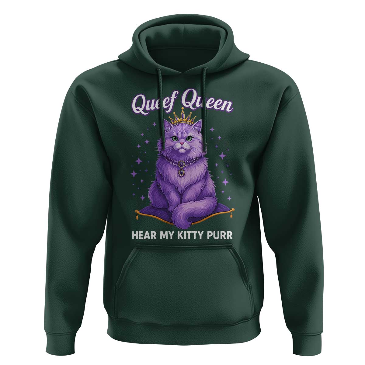 Funny Queef Queen Cat Hoodie Hear My Kitty Purr Inappropriate Dirty Adult Humor - Wonder Print Shop