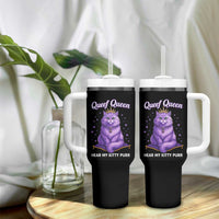 Funny Queef Queen Cat Tumbler With Handle Hear My Kitty Purr Inappropriate Dirty Adult Humor - Wonder Print Shop