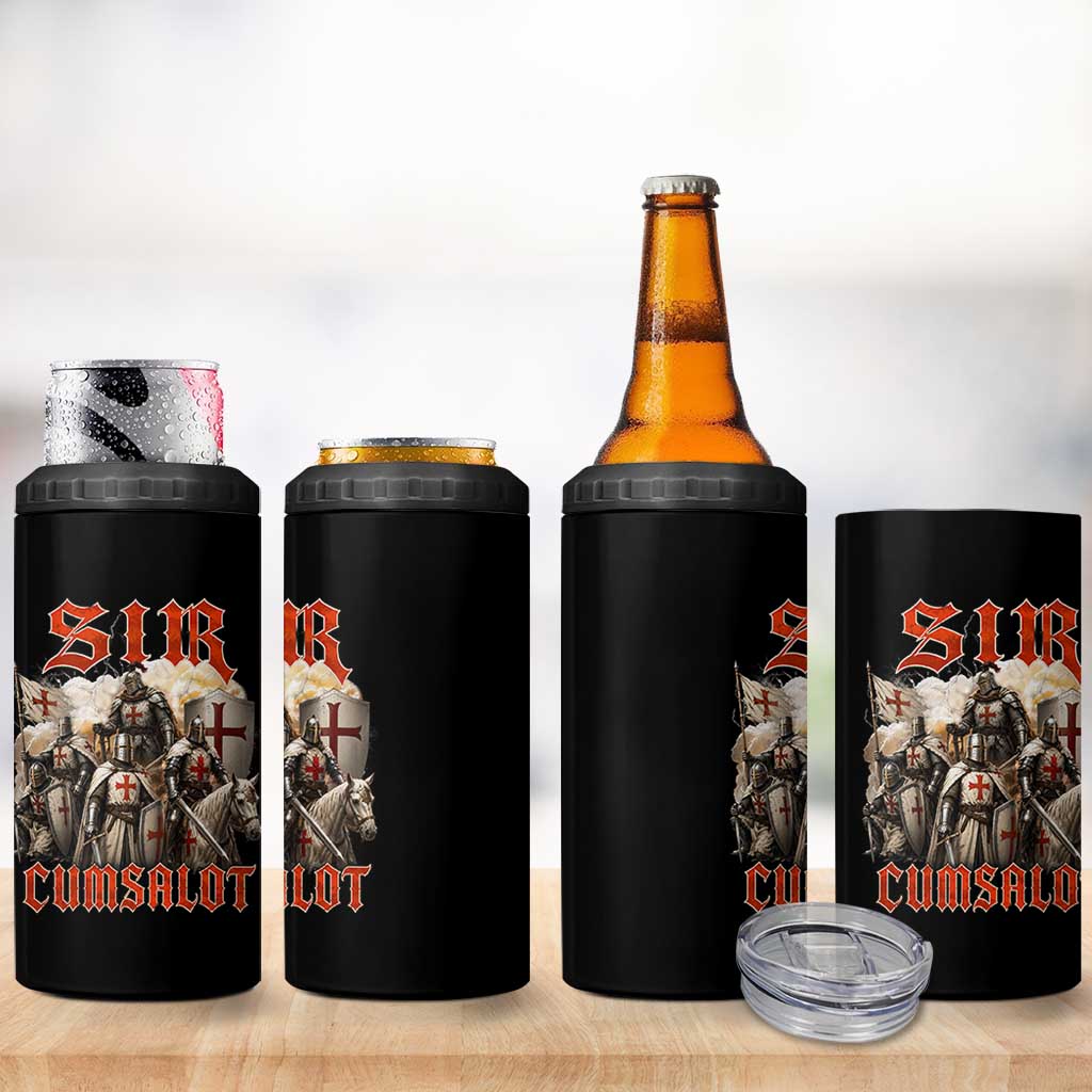 Sir Cumsalot Funny Offensive Knight Meme Bootleg Graphic 4 in 1 Can Cooler Tumbler