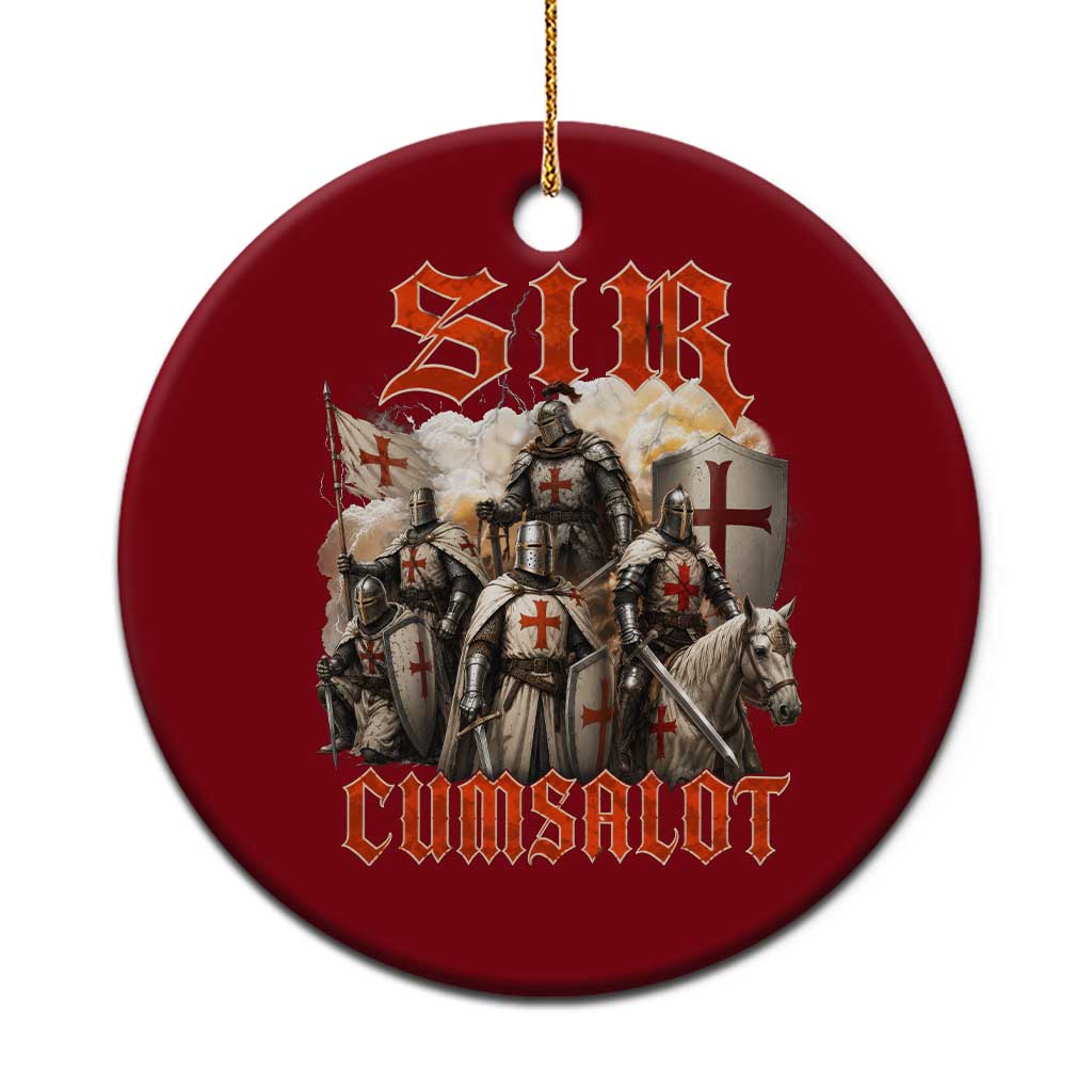 Sir Cumsalot Funny Offensive Knight Meme Bootleg Graphic Ceramic Ornament