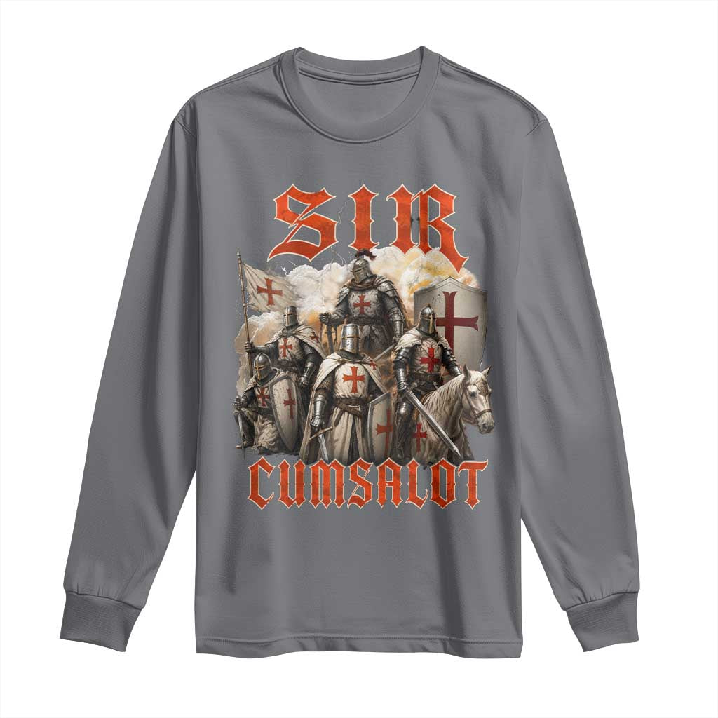Sir Cumsalot Funny Offensive Knight Meme Bootleg Graphic Long Sleeve Shirt