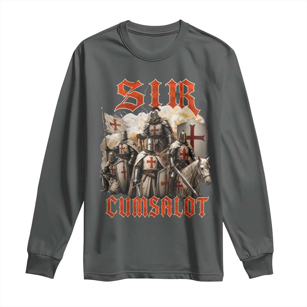 Sir Cumsalot Funny Offensive Knight Meme Bootleg Graphic Long Sleeve Shirt