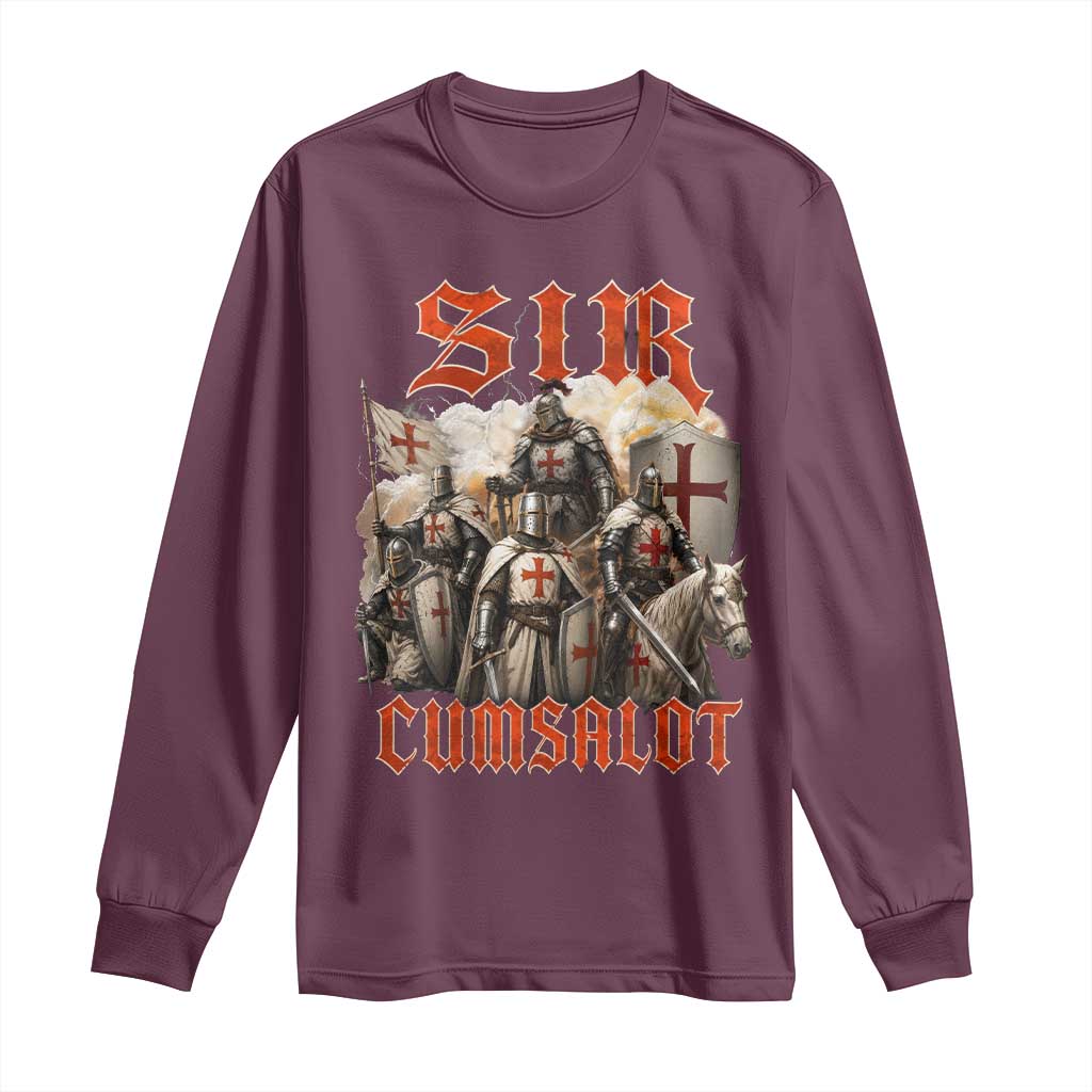 Sir Cumsalot Funny Offensive Knight Meme Bootleg Graphic Long Sleeve Shirt
