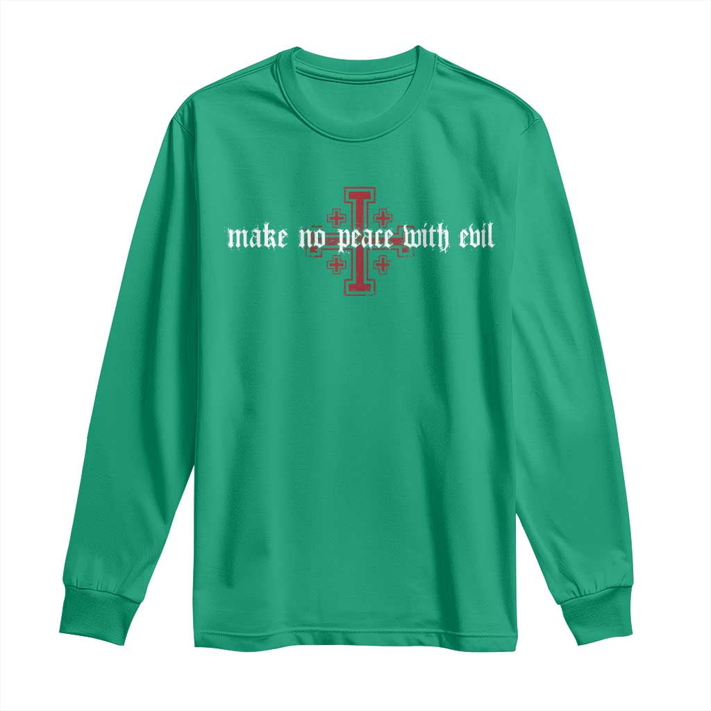 Make No Peace with Evil Knight Templar Jerusalem Crusade Cross Long Sleeve Shirt