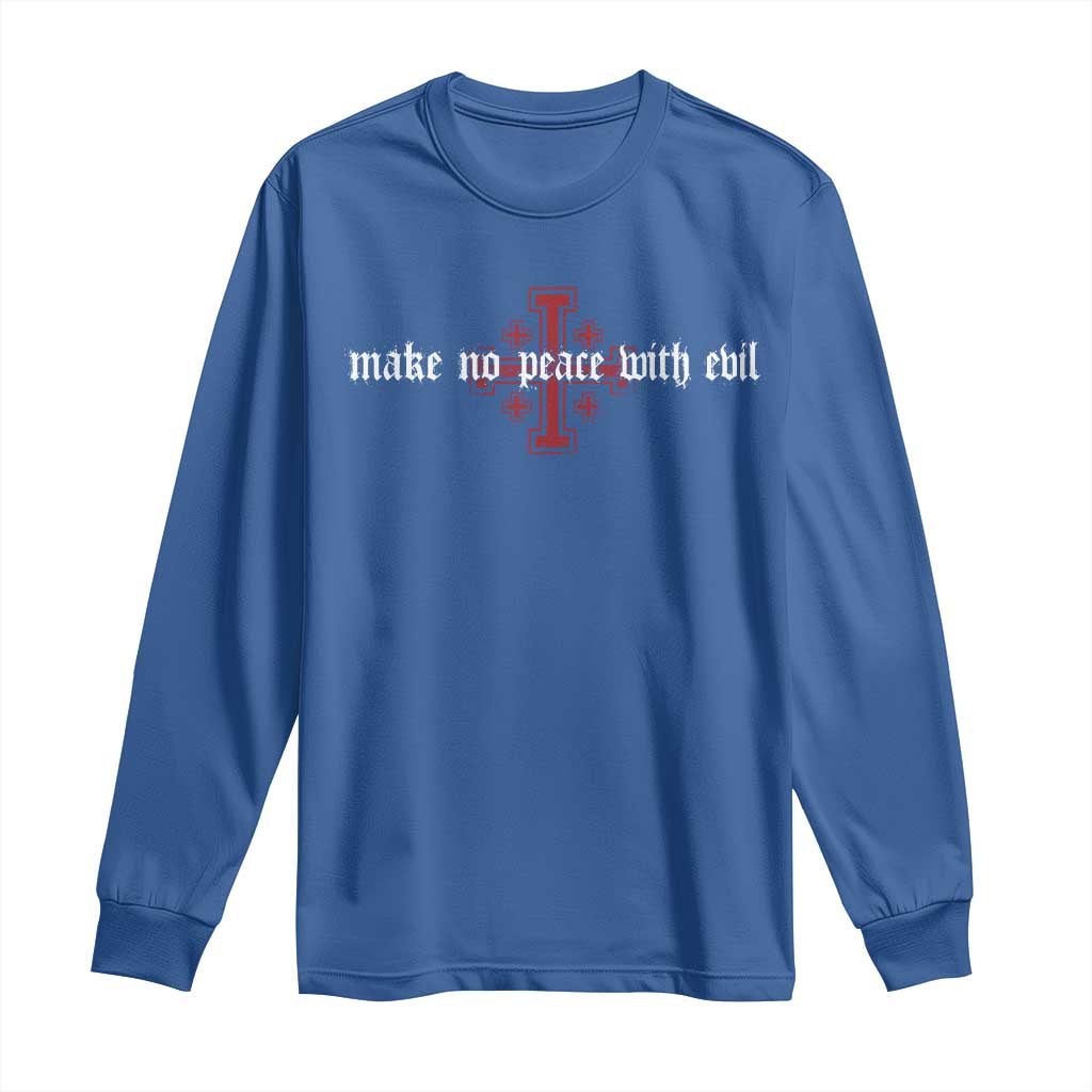 Make No Peace with Evil Knight Templar Jerusalem Crusade Cross Long Sleeve Shirt