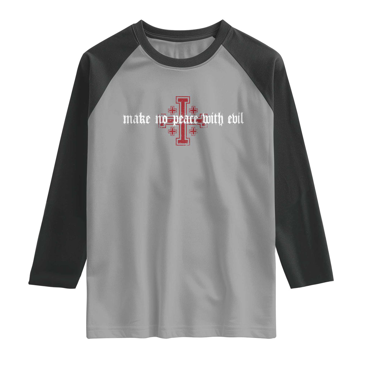 Make No Peace with Evil Knight Templar Jerusalem Crusade Cross Raglan Shirt