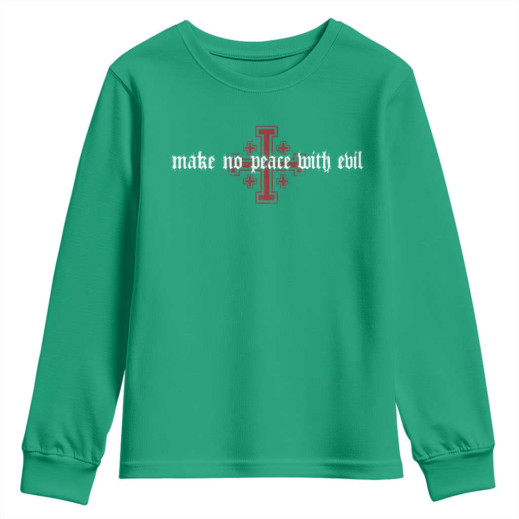 Make No Peace with Evil Knight Templar Jerusalem Crusade Cross Youth Sweatshirt
