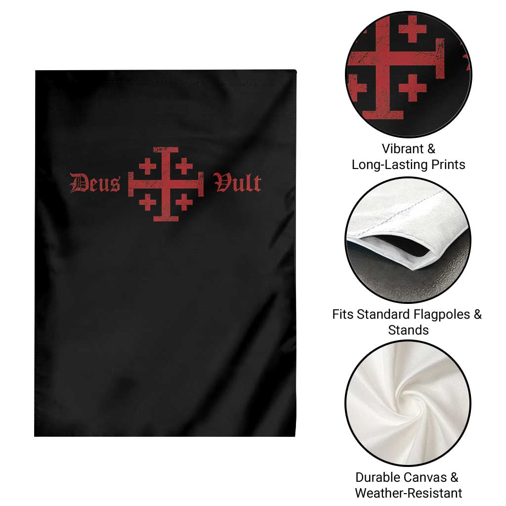 Deus Vult Catholic Knight Templar Crusader Cross Garden Flag