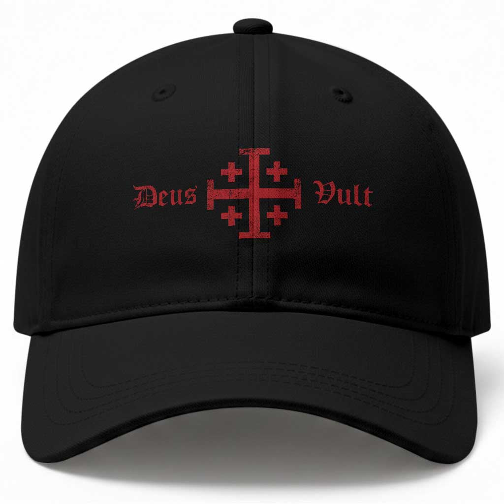 Deus Vult Catholic Knight Templar Crusader Cross Baseball Cap