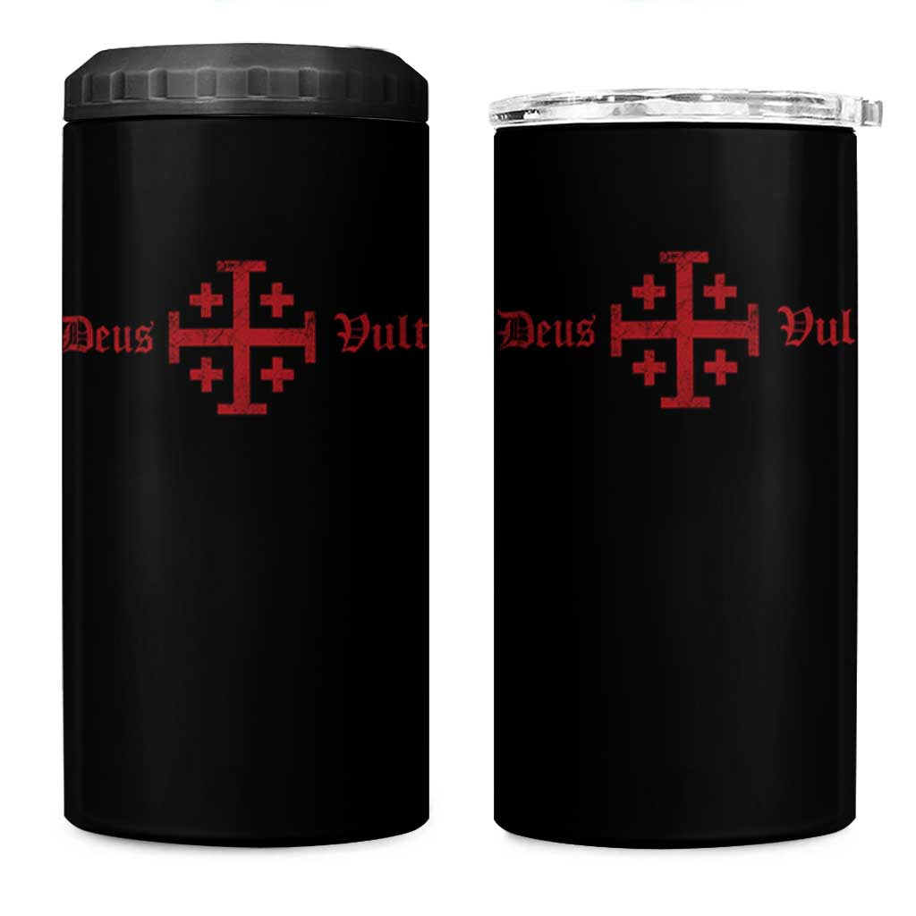 Deus Vult Catholic Knight Templar Crusader Cross 4 in 1 Can Cooler Tumbler