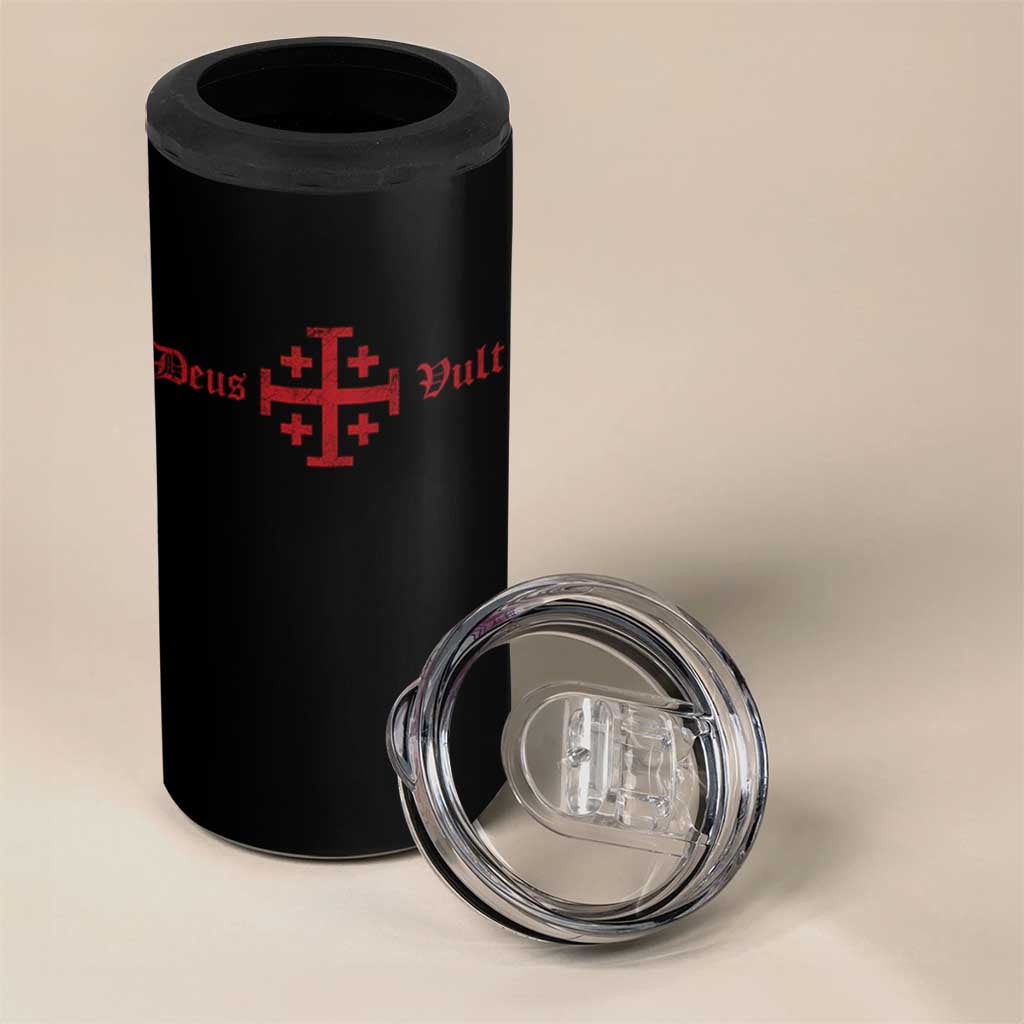 Deus Vult Catholic Knight Templar Crusader Cross 4 in 1 Can Cooler Tumbler