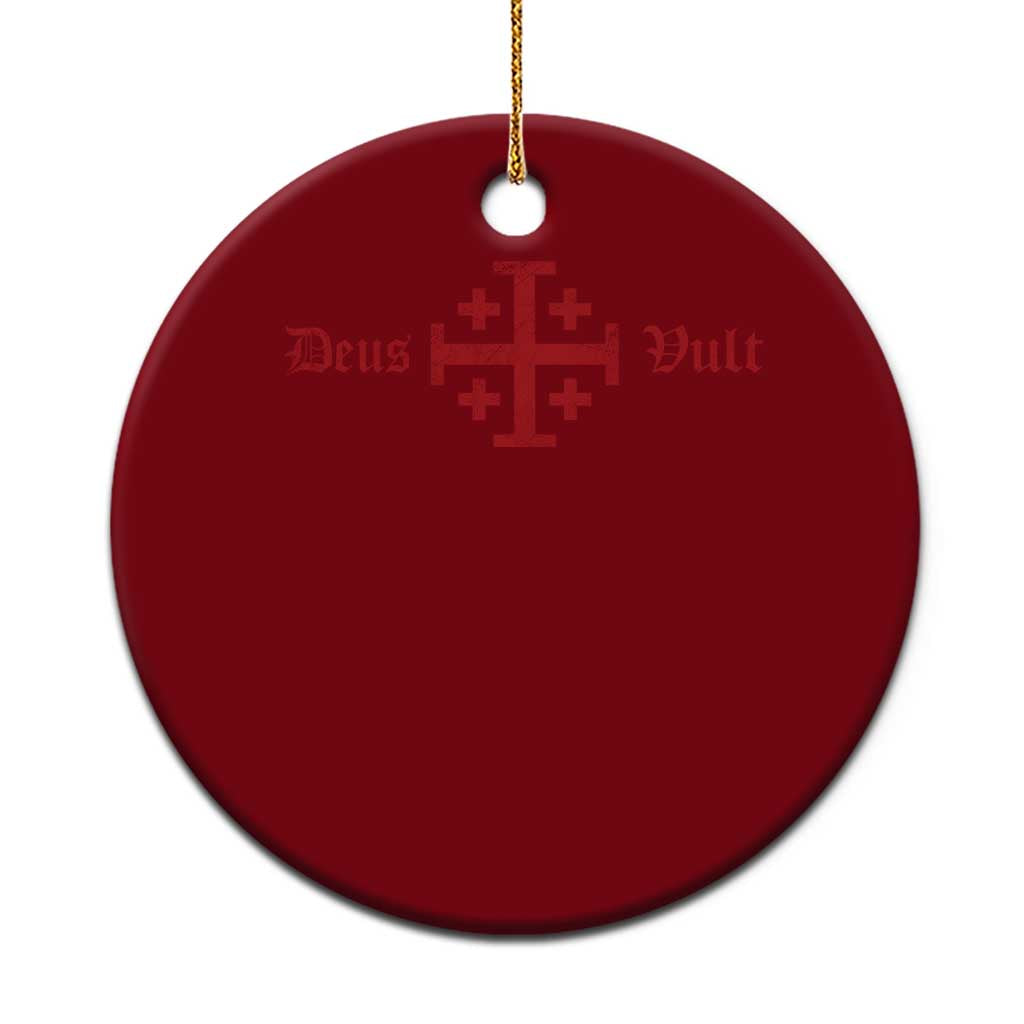 Deus Vult Catholic Knight Templar Crusader Cross Ceramic Ornament