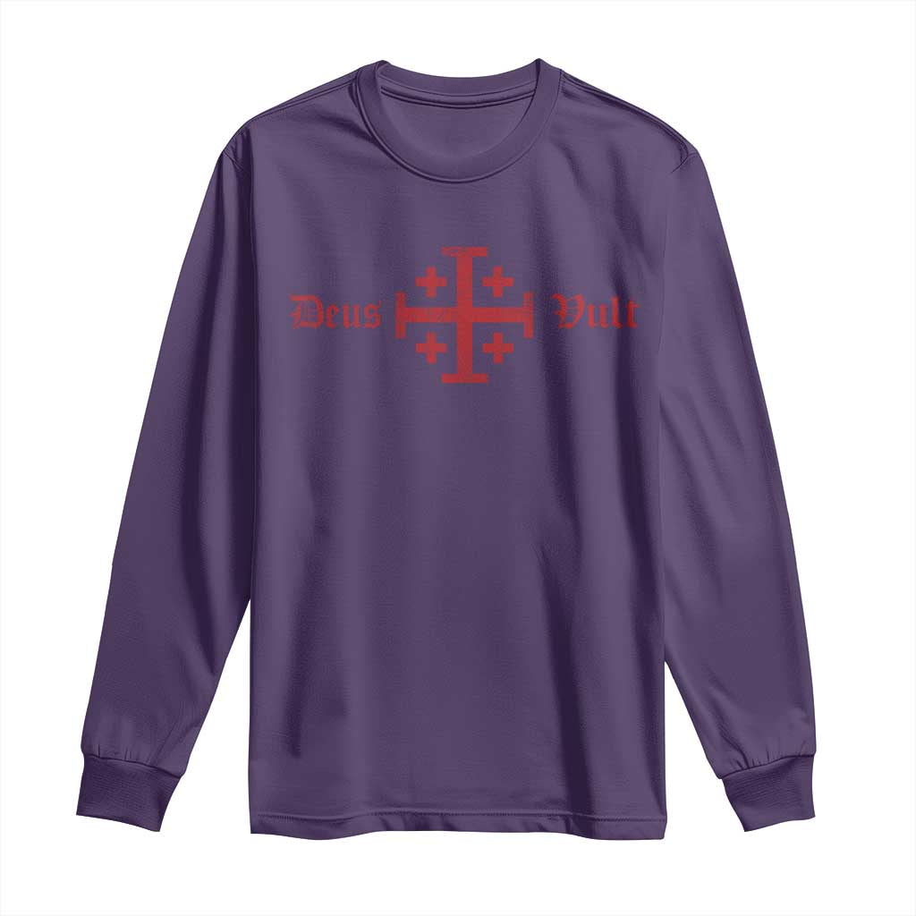 Deus Vult Catholic Knight Templar Crusader Cross Long Sleeve Shirt