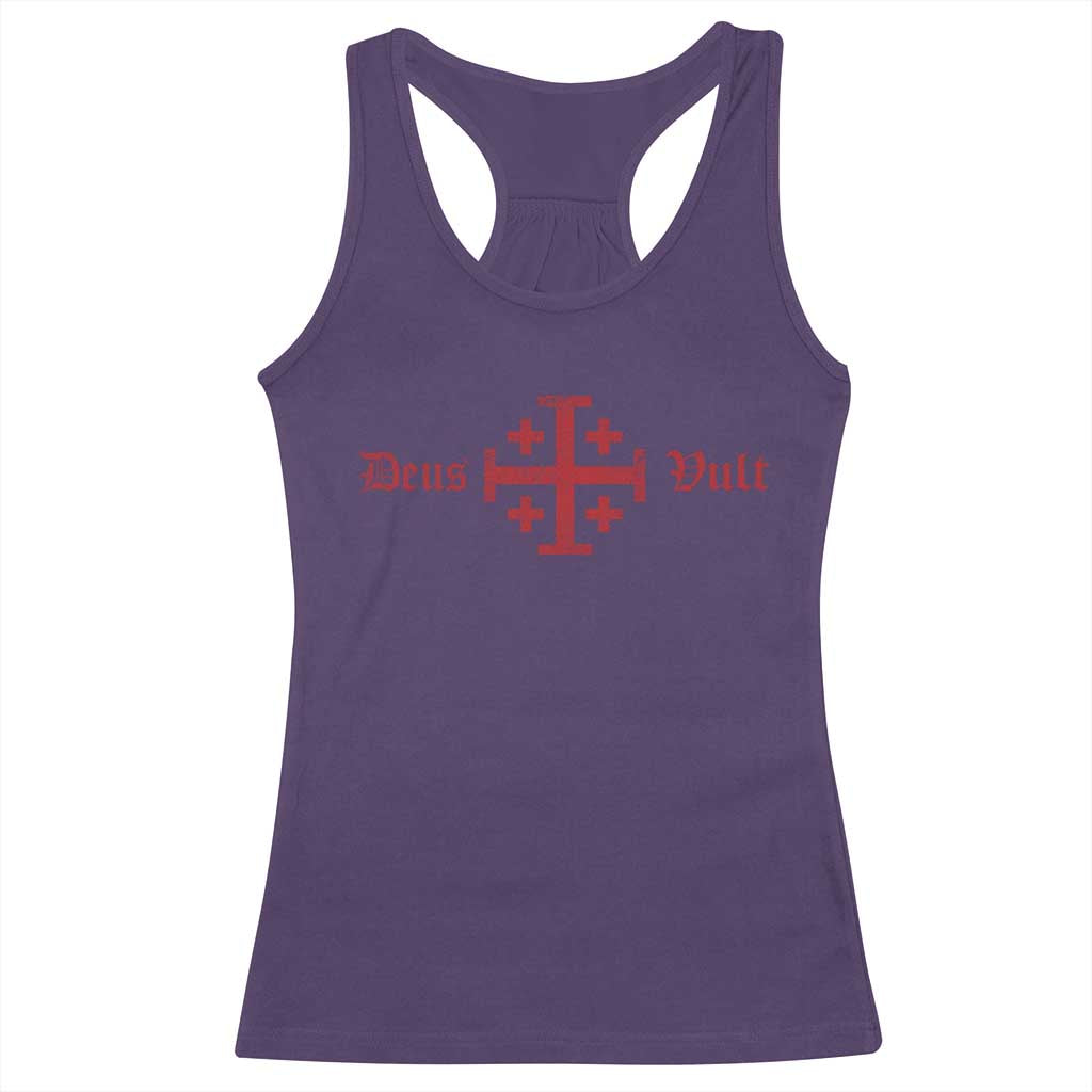 Deus Vult Catholic Knight Templar Crusader Cross Racerback Tank Top