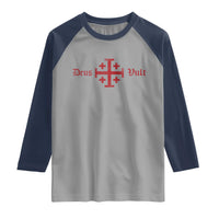 Deus Vult Catholic Knight Templar Crusader Cross Raglan Shirt