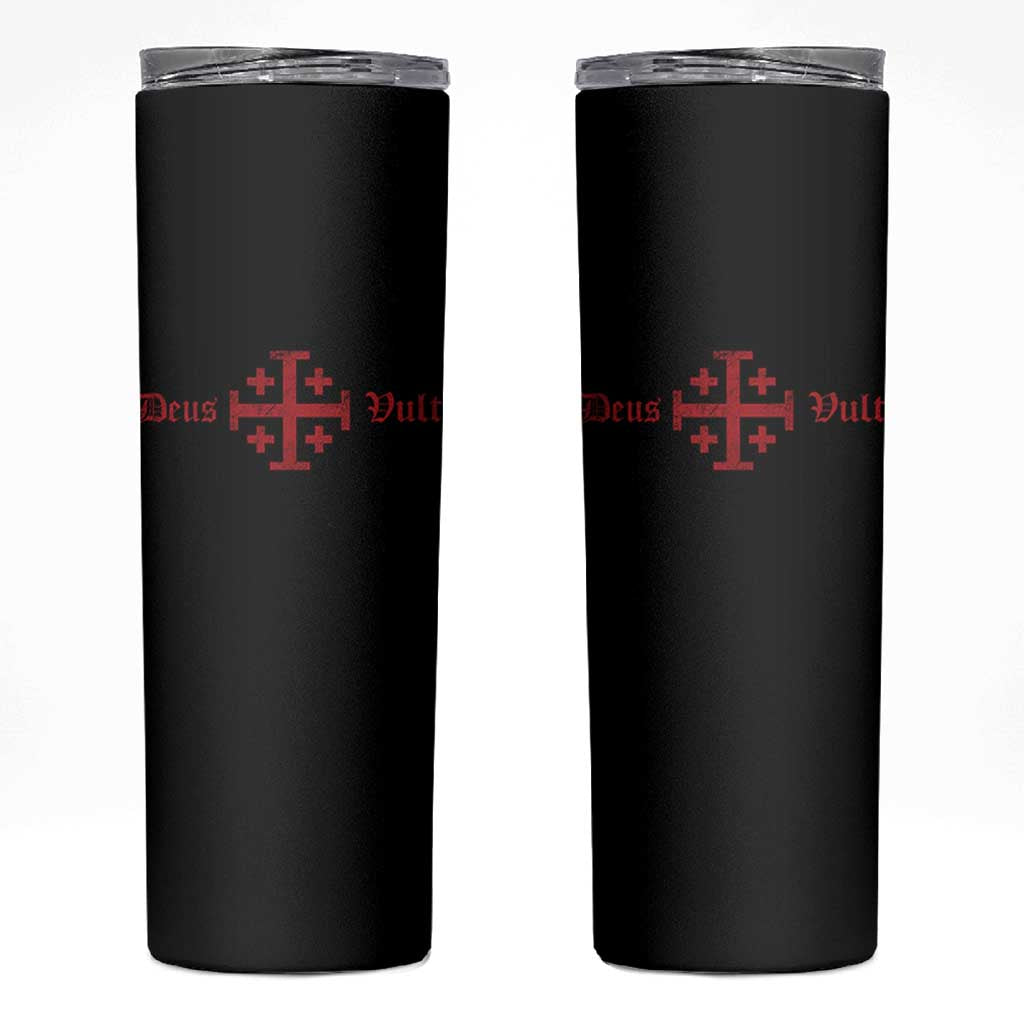 Deus Vult Catholic Knight Templar Crusader Cross Skinny Tumbler