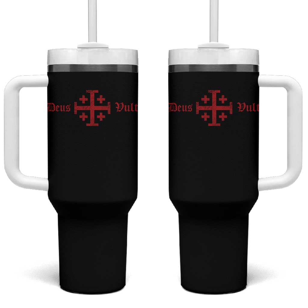 Deus Vult Catholic Knight Templar Crusader Cross Tumbler With Handle
