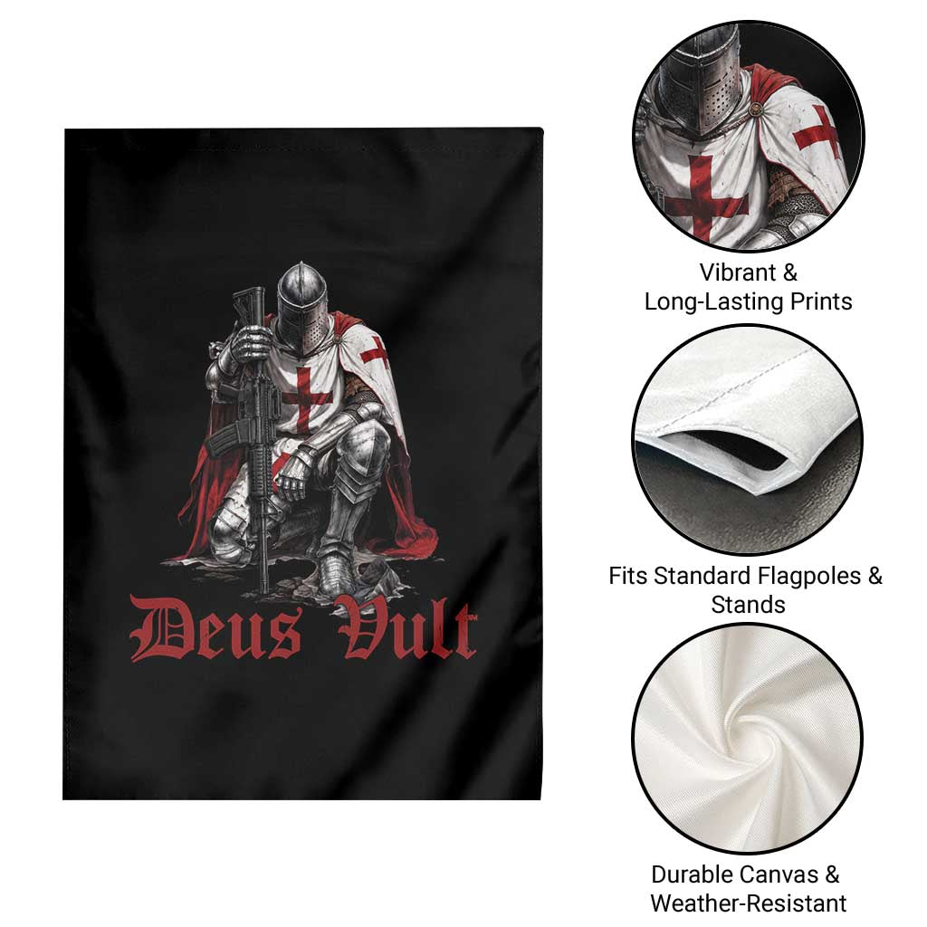 Deus Vult Knights Templar Gun Lover Garden Flag Crusader Cross Soldier of Christ