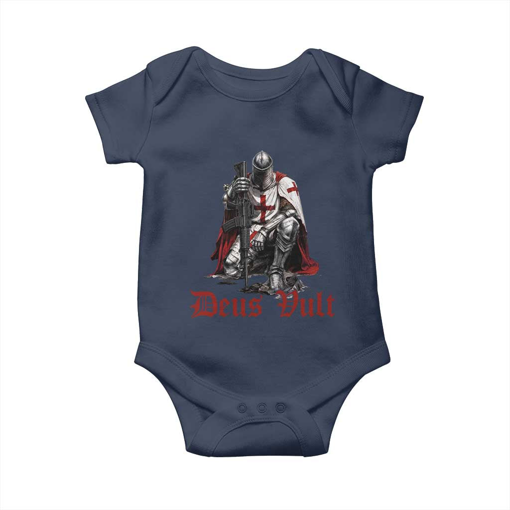 Deus Vult Knights Templar Gun Lover Baby Onesie Crusader Cross Soldier of Christ
