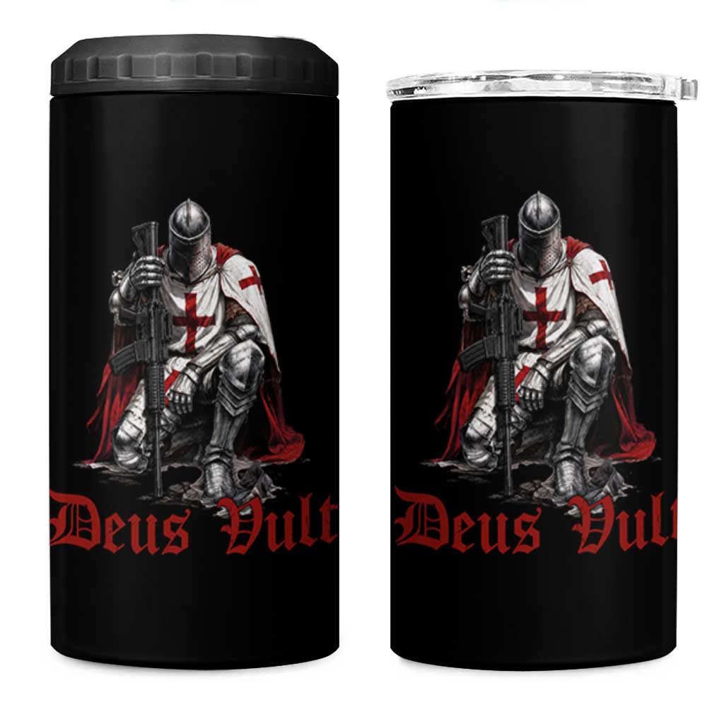 Deus Vult Knights Templar Gun Lover 4 in 1 Can Cooler Tumbler Crusader Cross Soldier of Christ