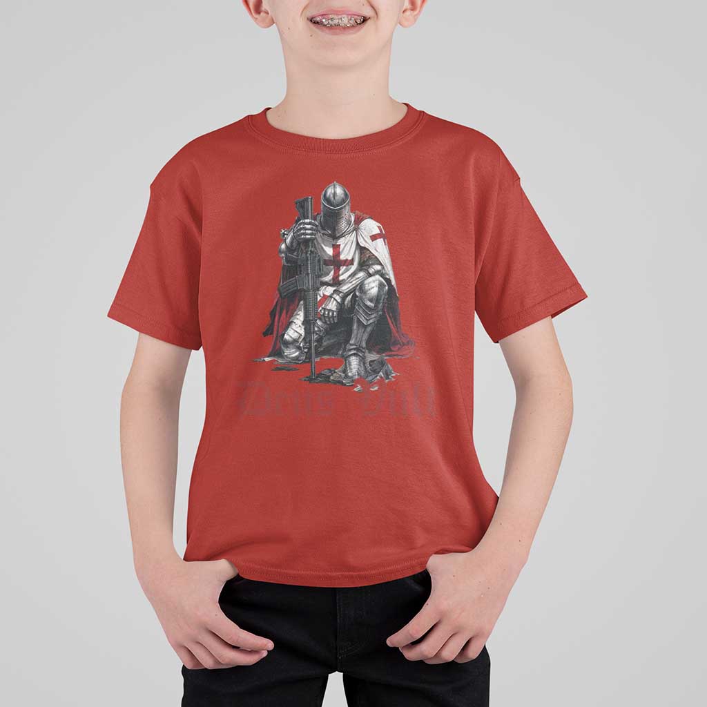 Deus Vult Knights Templar Gun Lover T Shirt For Kid Crusader Cross Soldier of Christ