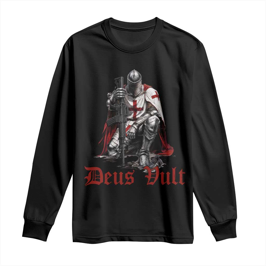 Deus Vult Knights Templar Gun Lover Long Sleeve Shirt Crusader Cross Soldier of Christ