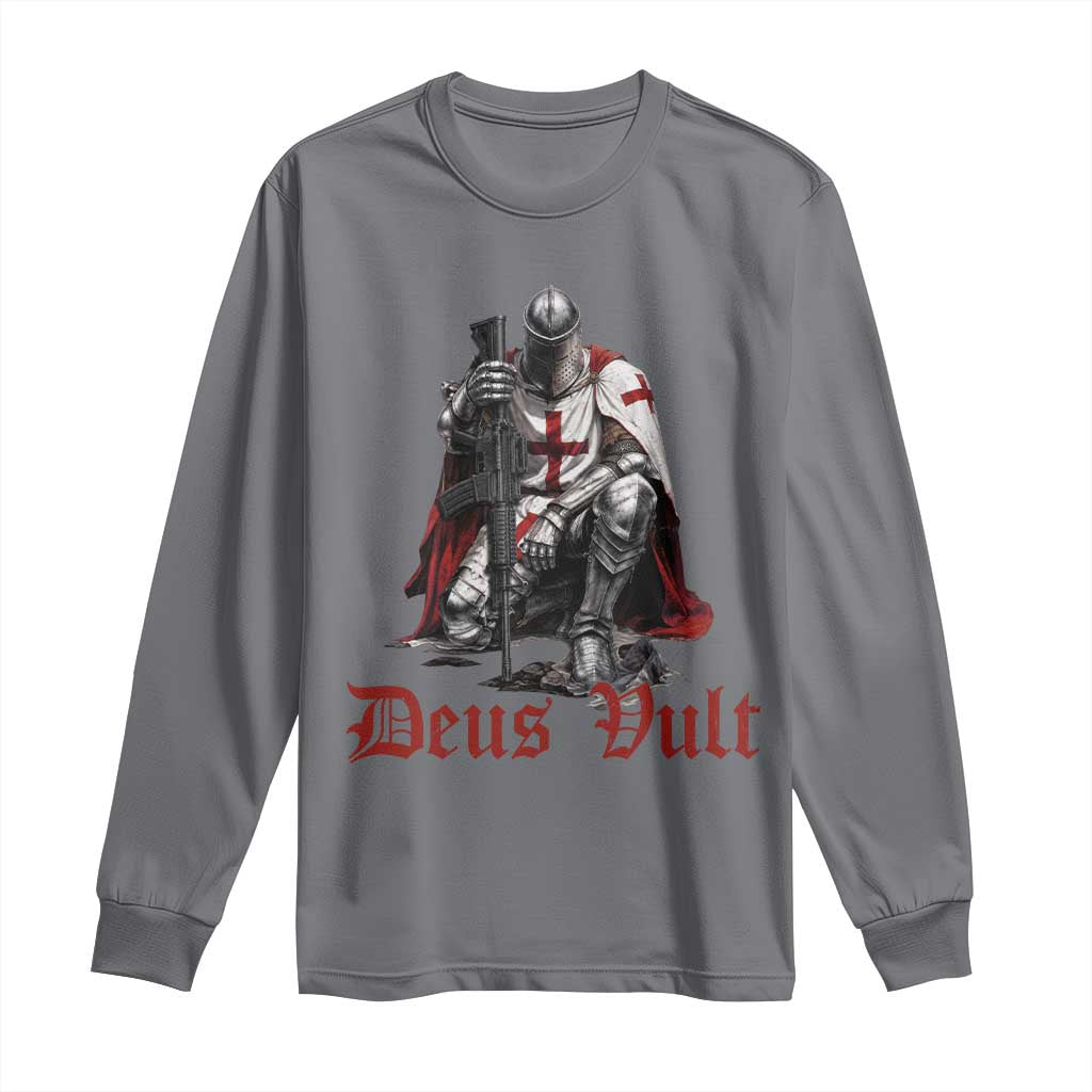 Deus Vult Knights Templar Gun Lover Long Sleeve Shirt Crusader Cross Soldier of Christ