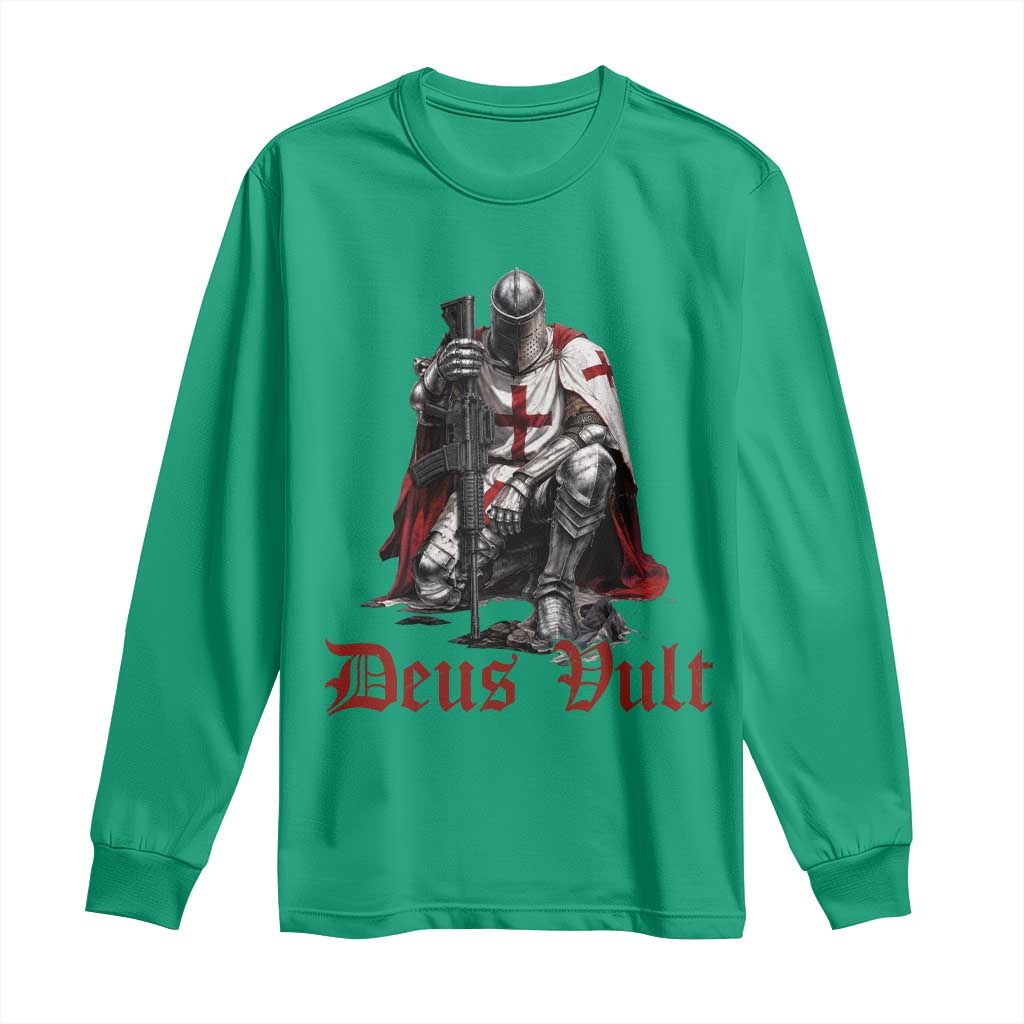 Deus Vult Knights Templar Gun Lover Long Sleeve Shirt Crusader Cross Soldier of Christ