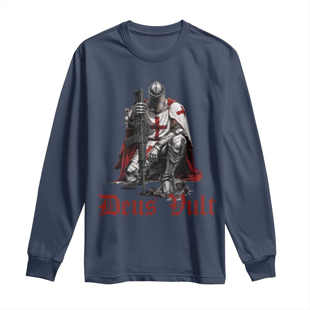 Deus Vult Knights Templar Gun Lover Long Sleeve Shirt Crusader Cross Soldier of Christ
