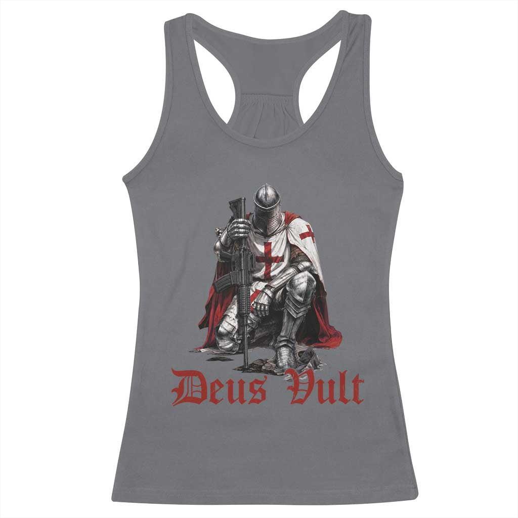 Deus Vult Knights Templar Gun Lover Racerback Tank Top Crusader Cross Soldier of Christ
