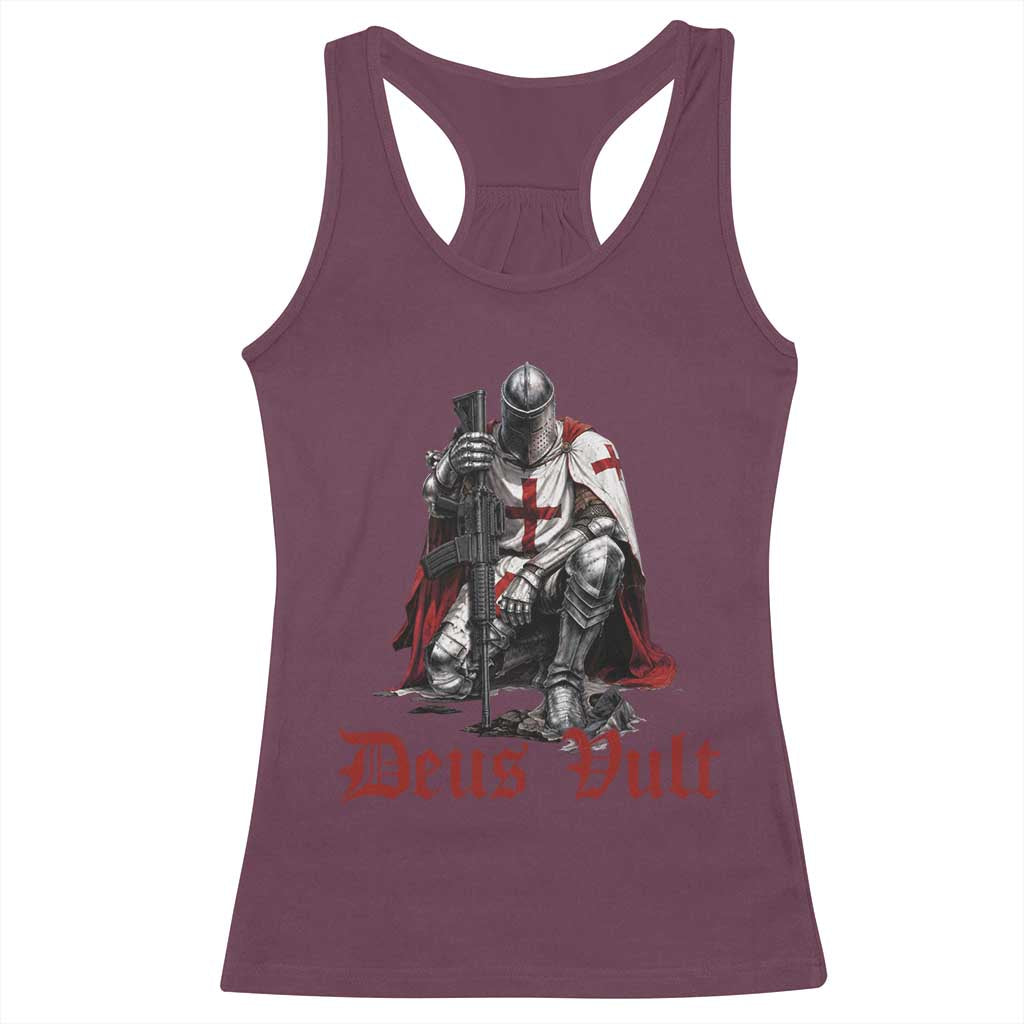 Deus Vult Knights Templar Gun Lover Racerback Tank Top Crusader Cross Soldier of Christ