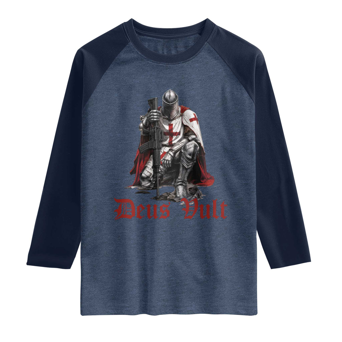 Deus Vult Knights Templar Gun Lover Raglan Shirt Crusader Cross Soldier of Christ