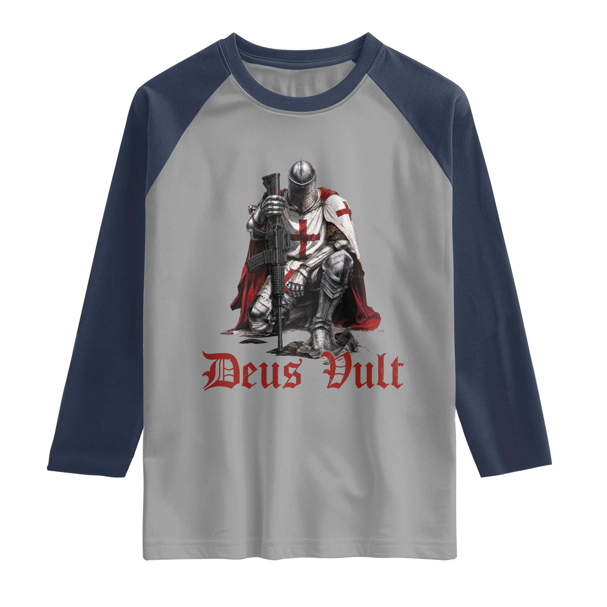 Deus Vult Knights Templar Gun Lover Raglan Shirt Crusader Cross Soldier of Christ