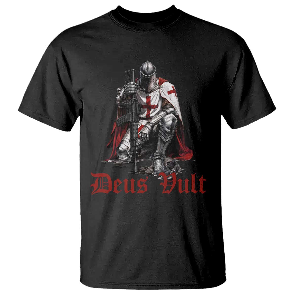 Deus Vult Knights Templar Gun Lover T Shirt Crusader Cross Soldier of Christ