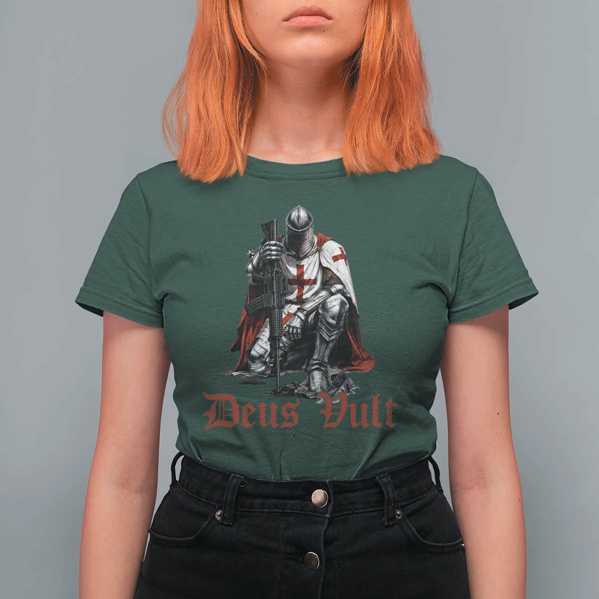 Deus Vult Knights Templar Gun Lover T Shirt For Women Crusader Cross Soldier of Christ
