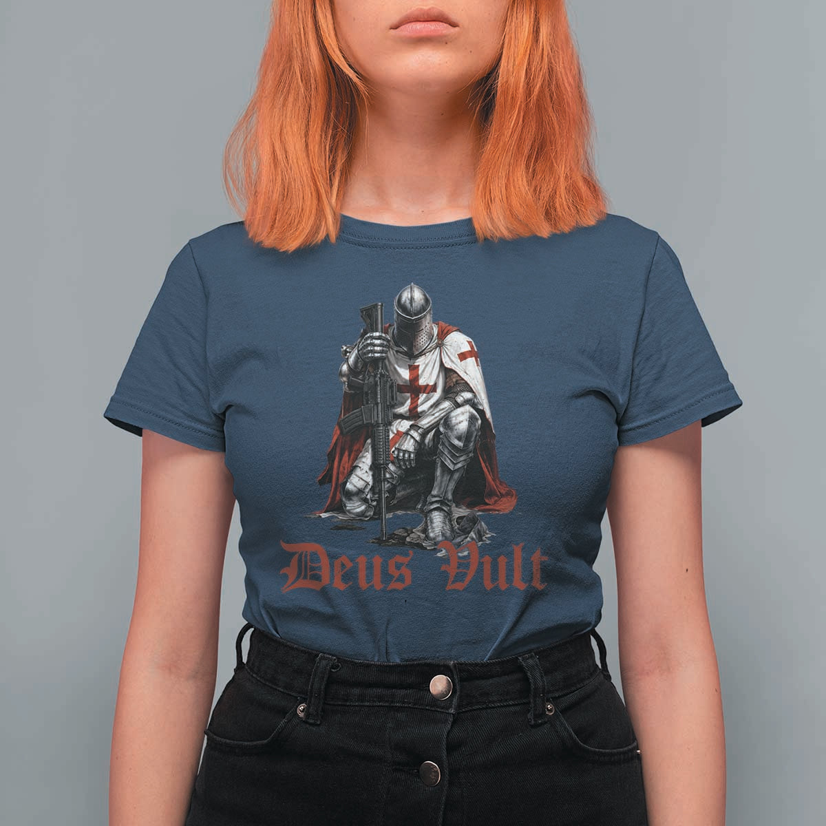 Deus Vult Knights Templar Gun Lover T Shirt For Women Crusader Cross Soldier of Christ