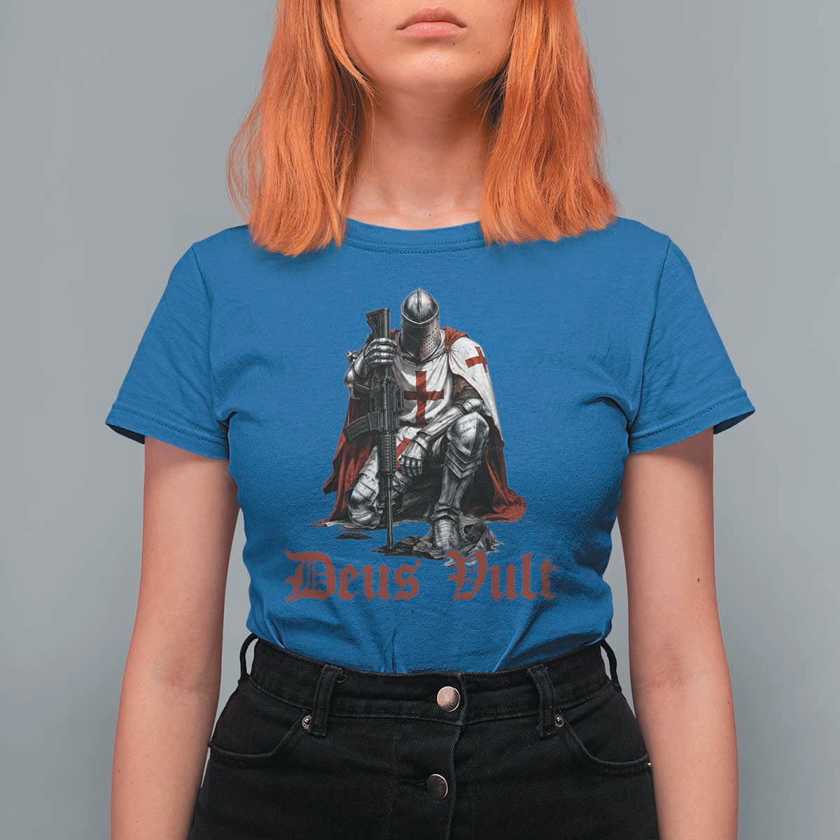 Deus Vult Knights Templar Gun Lover T Shirt For Women Crusader Cross Soldier of Christ