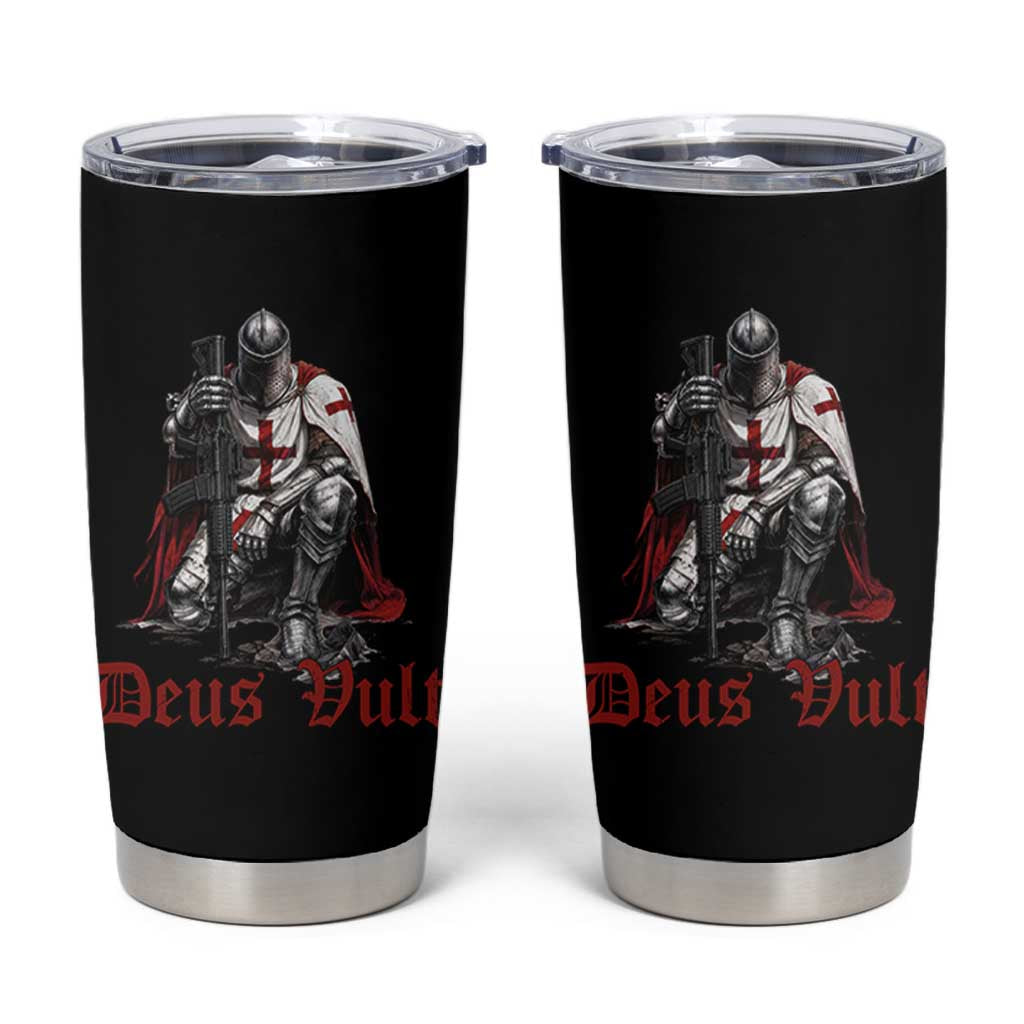 Deus Vult Knights Templar Gun Lover Tumbler Cup Crusader Cross Soldier of Christ