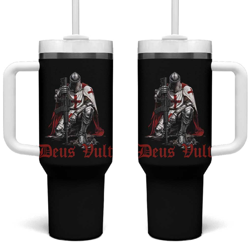 Deus Vult Knights Templar Gun Lover Tumbler With Handle Crusader Cross Soldier of Christ