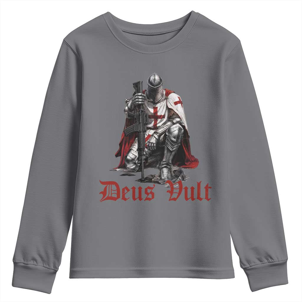 Deus Vult Knights Templar Gun Lover Youth Sweatshirt Crusader Cross Soldier of Christ