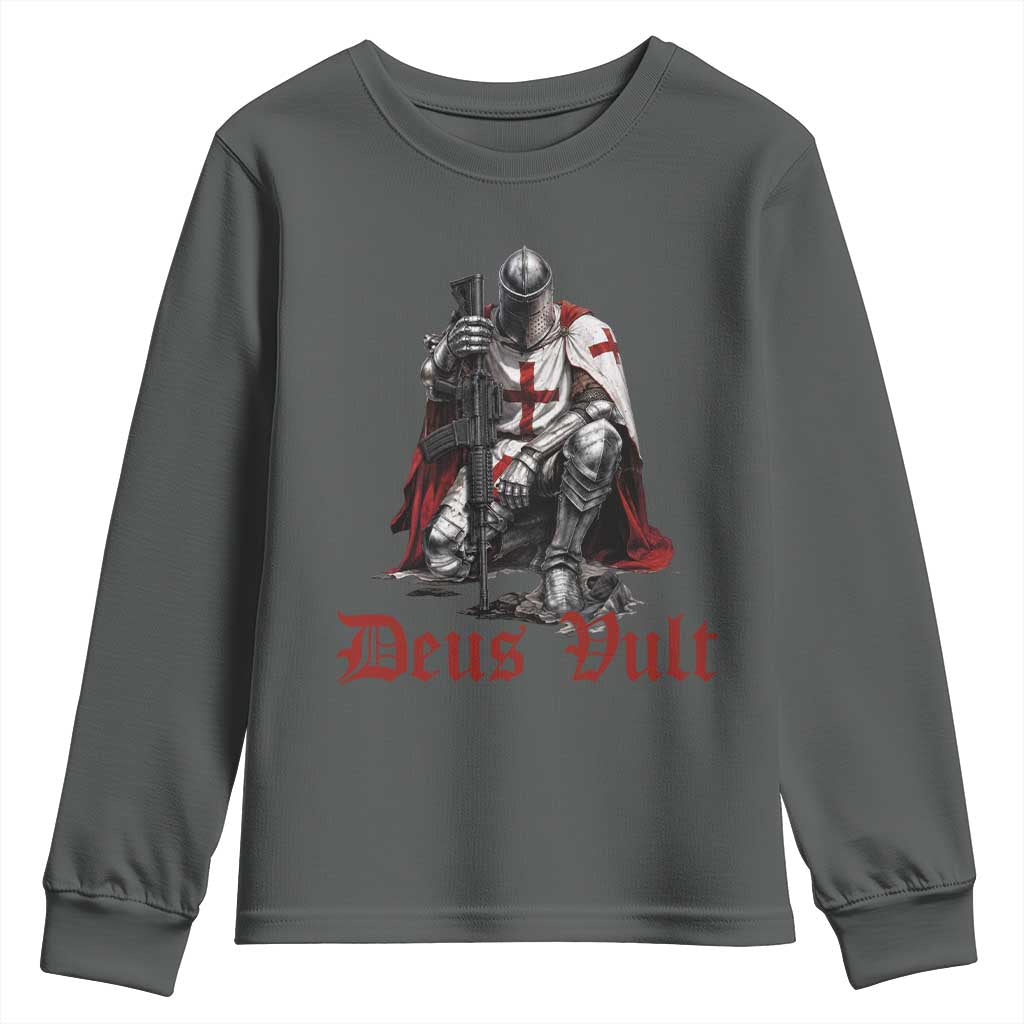 Deus Vult Knights Templar Gun Lover Youth Sweatshirt Crusader Cross Soldier of Christ