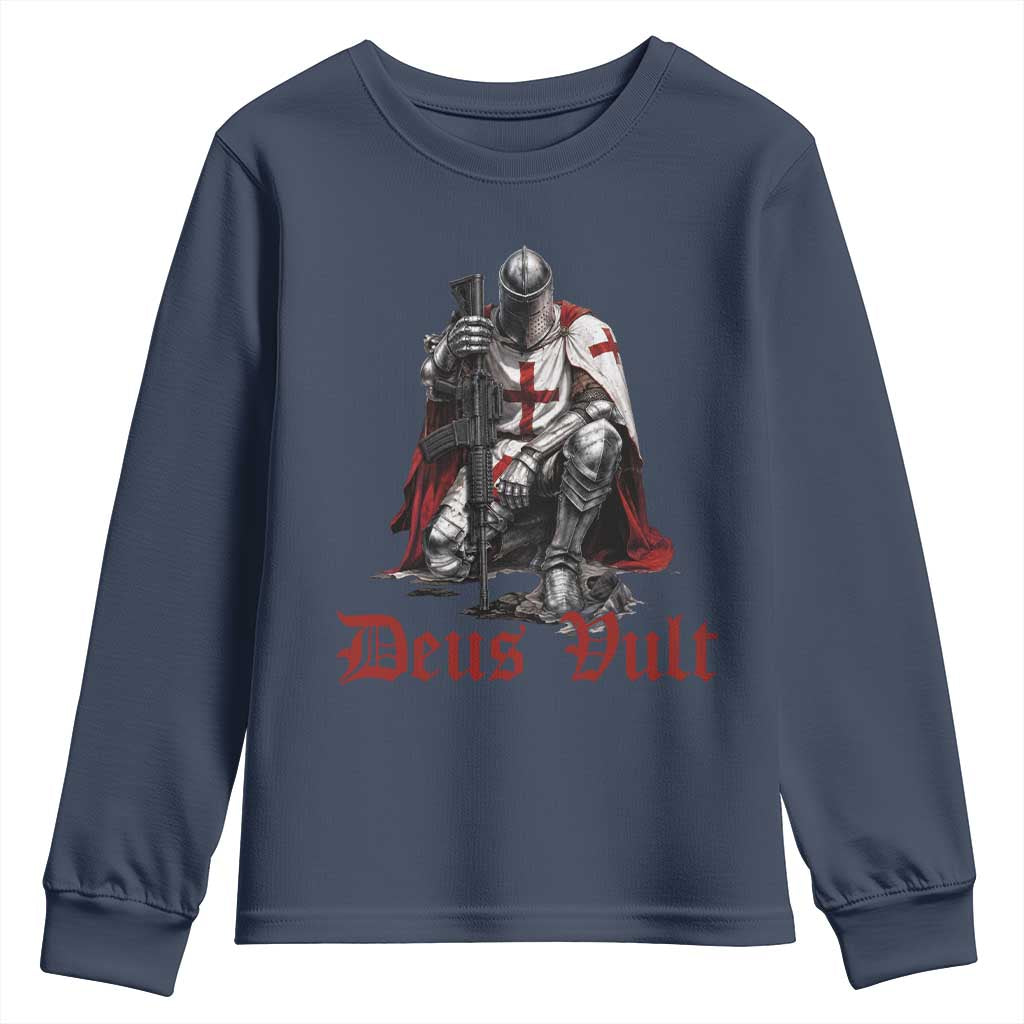 Deus Vult Knights Templar Gun Lover Youth Sweatshirt Crusader Cross Soldier of Christ