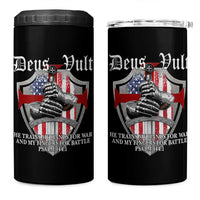 Deus Vult Knights Templar 4 in 1 Can Cooler Tumbler He Trains My Hands For War And My Fingers For Battle