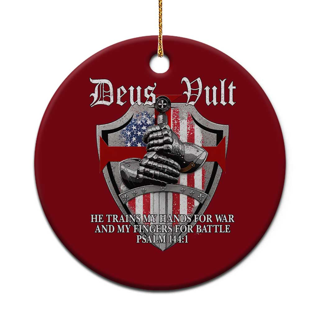 Deus Vult Knights Templar Ceramic Ornament He Trains My Hands For War And My Fingers For Battle